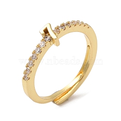 Rack Plating Brass Clear Cubic Zirconia Number 7 Adjustable Rings for Women, Cadmium Free & Lead Free, Long-Lasting Plated, Real 18K Gold Plated, 4.9x3.3mm, US Size 8(18.1mm)(RJEW-S407-09G-07)