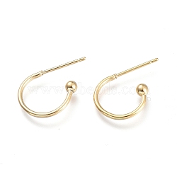304 Stainless Steel Earring Hooks, Real 24K Gold Plated, 12.5x18.5x2.5mm, Pin: 0.8mm(X-STAS-K211-01G)