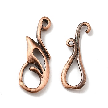Brass Hook Clasps, Cadmium Free & Lead Free, Rack Plating, Wing, Antique Rose Gold, 43x9x3mm, Hole: 2mm