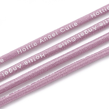 Elastic Cord, with Nylon Outside and Rubber Inside, Printed Word, Plum, 2.5mm, about 100yard/bundle(300 feet/bundle)