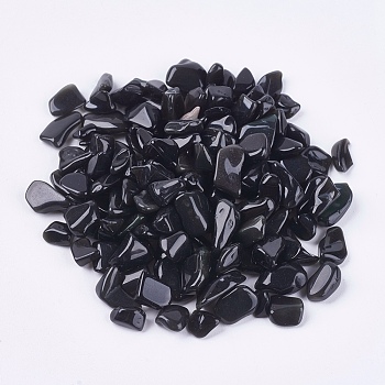 Natural Black Stone Chip Beads, Tumbled Stone, No Hole/Undrilled, 5.5~17.5x4~10x1.5~6.5mm