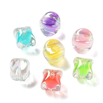 UV Plating Iridescent Transparent Acrylic Beads, Candy, Mixed Color, 19x18.5x15.5mm, Hole: 2.5mm