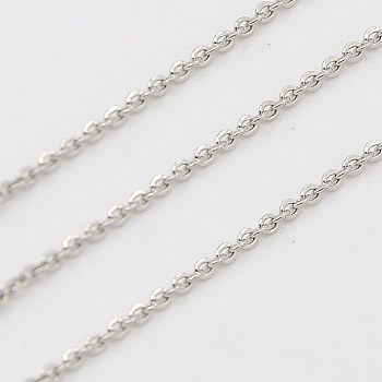 304 Stainless Steel Cable Chains, Soldered, Flat Oval, Stainless Steel Color, 1.5x1.2mm