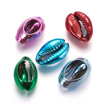 Electroplated Cowrie Shell Beads, Mixed Color, 15~20x10~12x5~6mm, Hole: 12~14x2~3mm