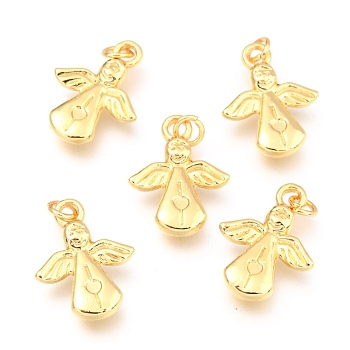 Alloy Pendants, Long-Lasting Plated, with Jump Ring, Angel, Real 18K Gold Plated, 16.5x13x3.1mm, Hole: 2.5mm