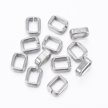 201 Stainless Steel Quick Link Connectors, Linking Rings, Rectangle, Stainless Steel Color, 7x5.5x2.5mm, Hole: 5x3.5mm