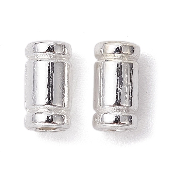 Alloy Spacer Beads, Long-Lasting Plated, Grooved, Column Shape, Silver, 6x3mm, Hole: 1.2mm