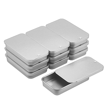 Rectangle Iron Tin Cans, Iron Jar, Storage Containers for Cosmetic, Candles, Candies, with Lid, Platinum, 6x3.4x1cm