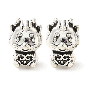 Tibetan Style Alloy European Beads, Large Hole Beads, Cadmium Free & Lead Free, Dragon with Cloud, Antique Silver, 14x10x9mm, Hole: 4mm, about 333pcs/1000g