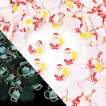 Christmas Theme Luminous Resin Cabochons, Glow in the Dark, Santa Claus, 10.5x8x3mm