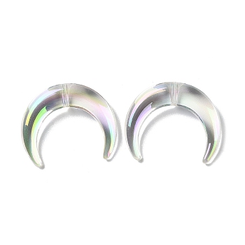 Transparent Acrylic Beads, Moon, Clear AB, 27.5x33x7mm, Hole: 2mm