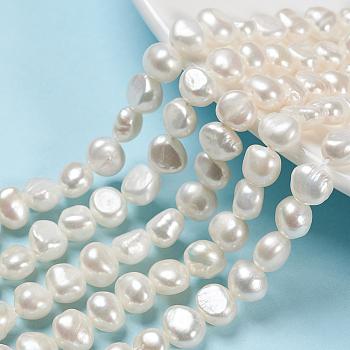 Natural Cultured Freshwater Pearl Beads Strands, Two Sides Polished, Oval, Seashell Color, 7~8x8~9x6mm, Hole: 0.5mm, about 22pcs/strand, 6.93 inch