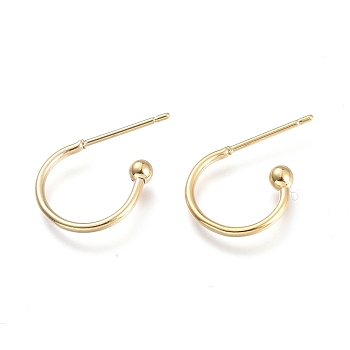 304 Stainless Steel Earring Hooks, Real 24K Gold Plated, 12.5x18.5x2.5mm, Pin: 0.8mm