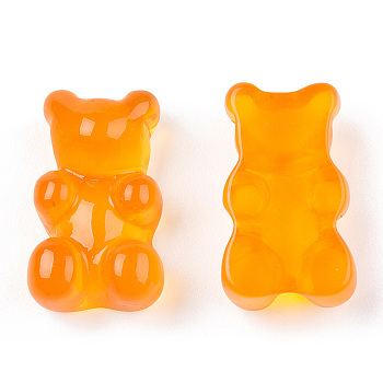 Translucent Resin Cabochons, Bear, Orange, 18.5x11x7mm
