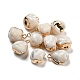 Natural Trochus Shell Nuggets Charms with Brass Edge(BSHE-G034-22)-1