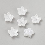 Baking Paint Handmade Lampwork Bead Cap, 5-Petal Flower, White, 12.5x12.5x5mm, Hole: 1.5mm(LAMP-WH0009-21B)