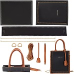 DIY PU Imitation Leather Handbag Making Set, Including Bag Handles, Wax Cord, D-Ring, Black, 2~54x1.8~25.5x0.3~1cm, Hole: 3mm, 1 set/box(DIY-WR0004-03)