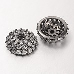 Apetalous Half Round/Dome Brass Micro Pave Cubic Zirconia Bead Caps, Gunmetal, 8x3mm, Hole: 1mm(ZIRC-D062-B)