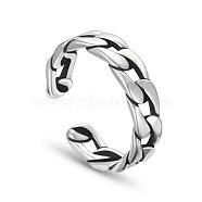 SHEGRACE Antique Curb Chain 925 Sterling Silver Cuff Rings, Open Rings, Antique Silver, 18mm(JR153A)