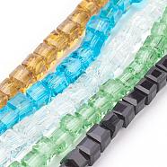 Glass Bead Strands, Faceted, Cube, Mixed Color, 4~5x4~5x4~5mm, Hole: 1mm, 98~100pcs/strand, 40~43cm(GLAA-R041-4x4mm-M)