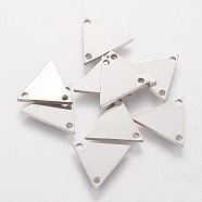 201 Stainless Steel Charms, Laser Cut, Triangle, Stainless Steel Color, 11x12x1mm, Hole: 1mm(STAS-Q201-T126)