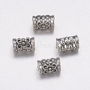 Column Tibetan Style Alloy Beads, Lead Free & Cadmium Free, Antique Silver, about 5mm wide, 7.3mm long, Hole: about 2.2mm(X-AB972)