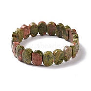 Natural Unakite Oval Beaded Stretch Bracelet, Gemstone Jewelry for Women, Inner Diameter: 2-1/8 inch(5.4~5.5cm)(G-E010-01J)