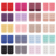40Pcs 20 Colors Polyester 3 Rows x 2 Hooks Underwear Bra Extenders, with Iron Rings & Hooks, Rectangle, Mixed Color, 49x32x4mm, 2pcs/color(FIND-BC0004-27)