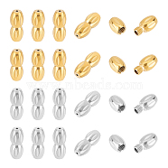 10Pcs 2 Colors 304 Stainless Steel Screw Clasps, Oval, Golden & Stainless Steel Color, 12x5mm, Hole: 0.7mm, 5pcs/color(STAS-UN0050-13)