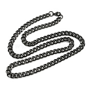 201 Stainless Steel Curb Chain Necklaces, Black, 23.82 inch(60.5cm)(NJEW-Q336-11B-EB)