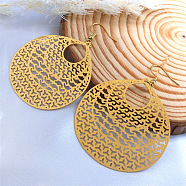 304 Stainless Steel Pendants Earrings, Teardrop, Golden, 70x48mm(EJEW-B042-07G)