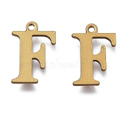 Vacuum Plating  304 Stainless Steel Charms, Laser Cut, Alphabet, Antique Bronze, Letter.F, 12.5x8x0.7mm, Hole: 1mm(STAS-H112-F-AB)
