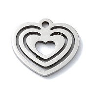 Non-Tarnish 304 Stainless Steel Charms, Laser Cut, Heart Charm, Stainless Steel Color, 12.5x13.5x1mm, Hole: 1.4mm(X-STAS-C097-28P)