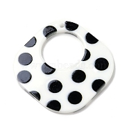 Printed  Acrylic Pendants, Rhombus with Polka Dot Pattern, White, 39x39x2mm, Hole: 1.6mm(MACR-F072-14B)