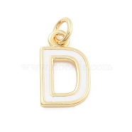 Rack Plating Brass Pendants, with Enamel and Jump Ring, Cadmium Free & Lead Free, Long-Lasting Plated, Real 18K Gold Plated, Letter, Letter D, 11.5x7x1mm, Hole: 2.5mm(KK-C065-05D-G)