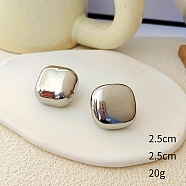 Square Alloy Stud Earrings, Platinum, 25x25mm(WG64463-14)