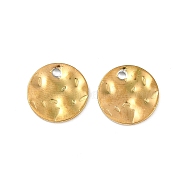 Ion Plating(IP) 304 Stainless Steel Textured Disc Charms, Real 18K Gold Plated, 12x1.5mm, Hole: 1.5mm(STAS-Q336-11C-G)