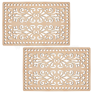 Wooden Basket Bottoms, Crochet Basket Base, for Basket Weaving Supplies and Home Decor Craft, Rectangle with Flower, BurlyWood, 215x138.5x4.5mm, Hole: 6mm, 2pcs/set(DIY-WH0166-59B)