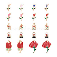 Pet 40Pcs 8 Style Zinc Alloy Enamel Pendants, Mixed Shape, Mixed Color, 15~34x9~22x1.5~2mm, Hole: 1.5~2mm, 5pcs/style(ENAM-MP0001-04)