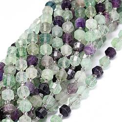 Natural Fluorite Beads Strands, with Seed Beads, Faceted, Bicone, Double Terminated Point Prism Beads, 7~8x7~8mm, Hole: 0.8mm, about 38pcs/strand, 15.35''(39cm)(G-O201B-81A)