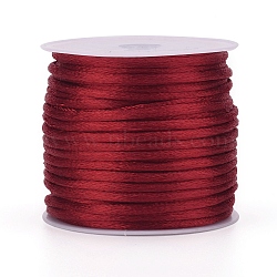Nylon Cord, Satin Rattail Cord, for Beading Jewelry Making, Chinese Knotting, FireBrick, 1.5mm, about 16.4 yards(15m)/roll(NWIR-L006-1.5mm-05)