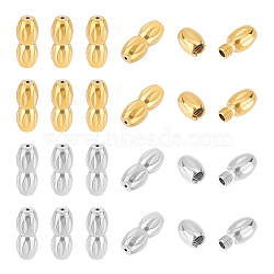 10Pcs 2 Colors 304 Stainless Steel Screw Clasps, Oval, Golden & Stainless Steel Color, 12x5mm, Hole: 0.7mm, 5pcs/color(STAS-UN0050-13)