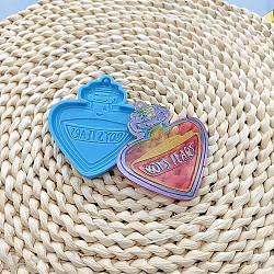 Heart Perfume Bottle with Word BOYS TEARS Pendant Silicone Molds, Resin Casting Molds, for UV Resin & Epoxy Resin Jewelry Making, Sky Blue, 77x69x7mm, Hole: 2.5mm, Inner Diameter: 72x66mm(DIY-M034-24)