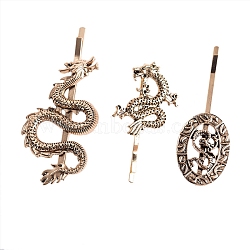 3 Pcs Punk Headdress Dragon Alloy Hair Bobby Pins, Hair Accessories, Antique Golden, 47~64x20~28mm, 3pcs/set
(PW-WG61000-01)