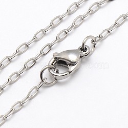 Tarnish Resistant Trendy Unisex 304 Stainless Steel Cable Chain Necklaces, with Lobster Clasps, Stainless Steel Color, 17.7 inch(44.9cm)(NJEW-M046-C-02)