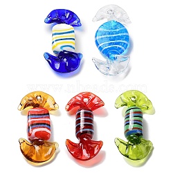 Handmade Lampwork Decoration, Candy, Mixed Color, about 33~37mm wide, 57~59mm long, hole: 2~2.5mm(DP071)