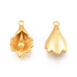 Brass Charms, Cadmium Free & Nickel Free & Lead Free, Leaf, Golden, 15x9x4mm, Hole: 1.2mm(KK-N232-502)