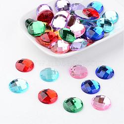 Imitation Taiwan Acrylic Rhinestone Flat Back Cabochons, Faceted, Half Round/Dome, Mixed Color, 18x5mm, 200pcs/bag(GACR-D002-18mm-M)