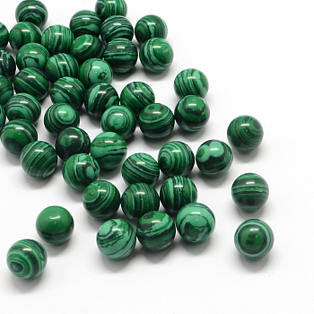 Round Dyed Synthetic Malachite Beads, Gemstone Sphere, No Hole/Undrilled, 10~11mm