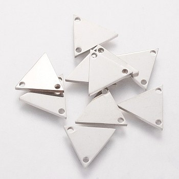 201 Stainless Steel Charms, Laser Cut, Triangle, Stainless Steel Color, 11x12x1mm, Hole: 1mm